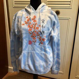 Artist Union Blue Tie Dyed Japanese Cherry Blossom Hoodie EUC Medium